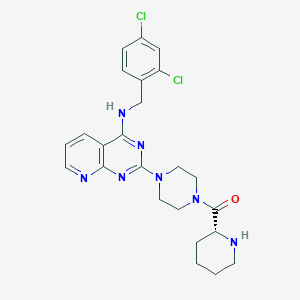 molecular formula C24H27Cl2N7O B522947 [4-[4-[(2,4-二氯苯基)甲基氨基]吡啶并[2,3-d]嘧啶-2-基]哌嗪-1-基]-[(2R)-哌啶-2-基]甲甲烷酮 