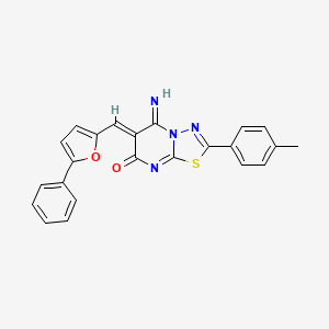 molecular formula C23H16N4O2S B5229482 5-imino-2-(4-methylphenyl)-6-[(5-phenyl-2-furyl)methylene]-5,6-dihydro-7H-[1,3,4]thiadiazolo[3,2-a]pyrimidin-7-one 