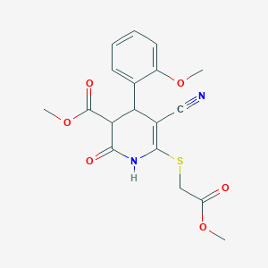 molecular formula C18H18N2O6S B5229536 methyl 5-cyano-6-[(2-methoxy-2-oxoethyl)thio]-4-(2-methoxyphenyl)-2-oxo-1,2,3,4-tetrahydro-3-pyridinecarboxylate 