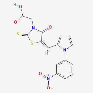 molecular formula C16H11N3O5S2 B5229548 (5-{[1-(3-nitrophenyl)-1H-pyrrol-2-yl]methylene}-4-oxo-2-thioxo-1,3-thiazolidin-3-yl)acetic acid 