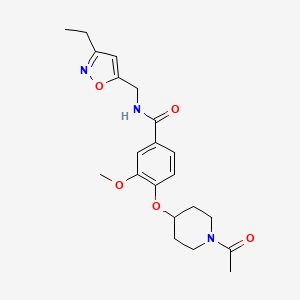 molecular formula C21H27N3O5 B5229590 4-[(1-acetyl-4-piperidinyl)oxy]-N-[(3-ethyl-5-isoxazolyl)methyl]-3-methoxybenzamide 