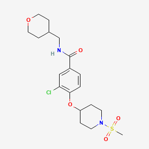 molecular formula C19H27ClN2O5S B5229614 3-chloro-4-{[1-(methylsulfonyl)-4-piperidinyl]oxy}-N-(tetrahydro-2H-pyran-4-ylmethyl)benzamide 