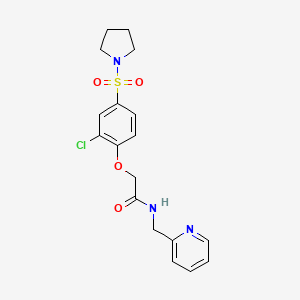 molecular formula C18H20ClN3O4S B5229641 2-[2-chloro-4-(1-pyrrolidinylsulfonyl)phenoxy]-N-(2-pyridinylmethyl)acetamide 
