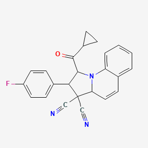 molecular formula C24H18FN3O B5229697 1-(cyclopropylcarbonyl)-2-(4-fluorophenyl)-1,2-dihydropyrrolo[1,2-a]quinoline-3,3(3aH)-dicarbonitrile 