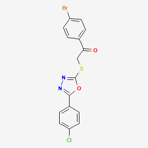 molecular formula C16H10BrClN2O2S B5229718 1-(4-bromophenyl)-2-{[5-(4-chlorophenyl)-1,3,4-oxadiazol-2-yl]thio}ethanone 