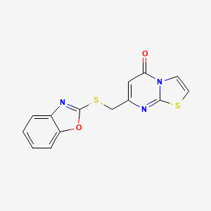molecular formula C14H9N3O2S2 B5229744 7-[(1,3-benzoxazol-2-ylthio)methyl]-5H-[1,3]thiazolo[3,2-a]pyrimidin-5-one 