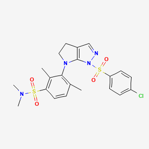 molecular formula C21H23ClN4O4S2 B5229757 3-[1-[(4-chlorophenyl)sulfonyl]-4,5-dihydropyrrolo[2,3-c]pyrazol-6(1H)-yl]-N,N,2,4-tetramethylbenzenesulfonamide 