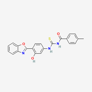 molecular formula C22H17N3O3S B5229769 N-({[4-(1,3-benzoxazol-2-yl)-3-hydroxyphenyl]amino}carbonothioyl)-4-methylbenzamide 