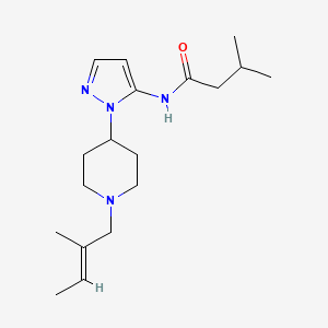 molecular formula C18H30N4O B5229774 3-methyl-N-(1-{1-[(2E)-2-methyl-2-buten-1-yl]-4-piperidinyl}-1H-pyrazol-5-yl)butanamide 
