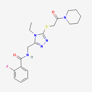N-[(4-ethyl-5-{[2-oxo-2-(1-piperidinyl)ethyl]thio}-4H-1,2,4-triazol-3-yl)methyl]-2-fluorobenzamide