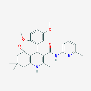 molecular formula C27H31N3O4 B5229817 4-(2,5-dimethoxyphenyl)-2,7,7-trimethyl-N-(6-methyl-2-pyridinyl)-5-oxo-1,4,5,6,7,8-hexahydro-3-quinolinecarboxamide CAS No. 354793-92-3