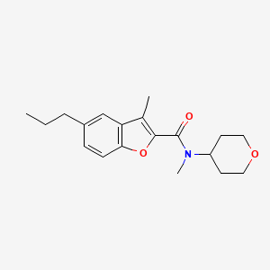 molecular formula C19H25NO3 B5229824 N,3-dimethyl-5-propyl-N-(tetrahydro-2H-pyran-4-yl)-1-benzofuran-2-carboxamide 
