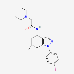 molecular formula C21H29FN4O B5229840 N~2~,N~2~-diethyl-N~1~-[1-(4-fluorophenyl)-6,6-dimethyl-4,5,6,7-tetrahydro-1H-indazol-4-yl]glycinamide 