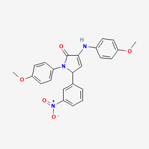 molecular formula C24H21N3O5 B5229854 1-(4-methoxyphenyl)-3-[(4-methoxyphenyl)amino]-5-(3-nitrophenyl)-1,5-dihydro-2H-pyrrol-2-one 