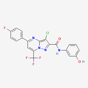 molecular formula C20H11ClF4N4O2 B5229899 3-chloro-5-(4-fluorophenyl)-N-(3-hydroxyphenyl)-7-(trifluoromethyl)pyrazolo[1,5-a]pyrimidine-2-carboxamide 