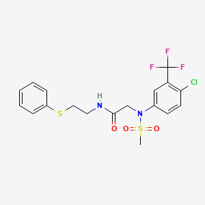 molecular formula C18H18ClF3N2O3S2 B5229903 N~2~-[4-chloro-3-(trifluoromethyl)phenyl]-N~2~-(methylsulfonyl)-N~1~-[2-(phenylthio)ethyl]glycinamide 