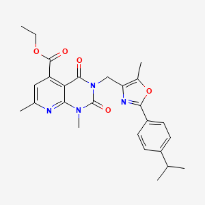ethyl 3-{[2-(4-isopropylphenyl)-5-methyl-1,3-oxazol-4-yl]methyl}-1,7-dimethyl-2,4-dioxo-1,2,3,4-tetrahydropyrido[2,3-d]pyrimidine-5-carboxylate