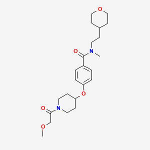 molecular formula C23H34N2O5 B5229944 4-{[1-(methoxyacetyl)-4-piperidinyl]oxy}-N-methyl-N-[2-(tetrahydro-2H-pyran-4-yl)ethyl]benzamide 