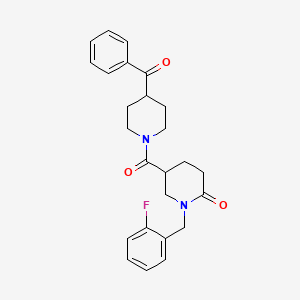 molecular formula C25H27FN2O3 B5229964 5-[(4-benzoyl-1-piperidinyl)carbonyl]-1-(2-fluorobenzyl)-2-piperidinone 