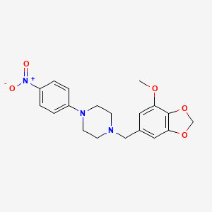 molecular formula C19H21N3O5 B5229975 1-[(7-methoxy-1,3-benzodioxol-5-yl)methyl]-4-(4-nitrophenyl)piperazine 