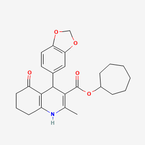 molecular formula C25H29NO5 B5230018 cycloheptyl 4-(1,3-benzodioxol-5-yl)-2-methyl-5-oxo-1,4,5,6,7,8-hexahydro-3-quinolinecarboxylate 