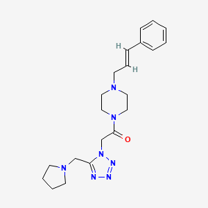 molecular formula C21H29N7O B5230026 1-[(2E)-3-phenyl-2-propen-1-yl]-4-{[5-(1-pyrrolidinylmethyl)-1H-tetrazol-1-yl]acetyl}piperazine 