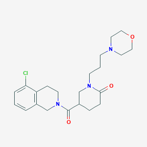 molecular formula C22H30ClN3O3 B5230060 5-[(5-chloro-3,4-dihydro-2(1H)-isoquinolinyl)carbonyl]-1-[3-(4-morpholinyl)propyl]-2-piperidinone 