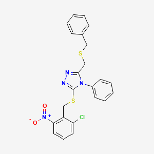 molecular formula C23H19ClN4O2S2 B5230066 3-[(benzylthio)methyl]-5-[(2-chloro-6-nitrobenzyl)thio]-4-phenyl-4H-1,2,4-triazole 