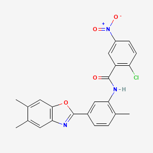 2-chloro-N-[5-(5,6-dimethyl-1,3-benzoxazol-2-yl)-2-methylphenyl]-5-nitrobenzamide