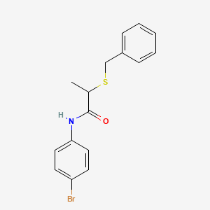 molecular formula C16H16BrNOS B5230156 2-(benzylthio)-N-(4-bromophenyl)propanamide 