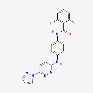 molecular formula C20H14F2N6O B5230235 2,6-difluoro-N-(4-{[6-(1H-pyrazol-1-yl)-3-pyridazinyl]amino}phenyl)benzamide 