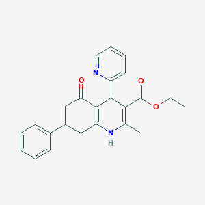 molecular formula C24H24N2O3 B5230245 ethyl 2-methyl-5-oxo-7-phenyl-4-(2-pyridinyl)-1,4,5,6,7,8-hexahydro-3-quinolinecarboxylate 