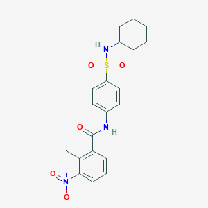 molecular formula C20H23N3O5S B5230314 N-{4-[(cyclohexylamino)sulfonyl]phenyl}-2-methyl-3-nitrobenzamide 