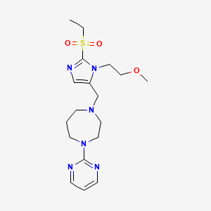 molecular formula C18H28N6O3S B5230341 1-{[2-(ethylsulfonyl)-1-(2-methoxyethyl)-1H-imidazol-5-yl]methyl}-4-(2-pyrimidinyl)-1,4-diazepane 