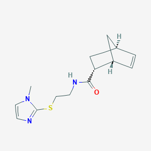 molecular formula C14H19N3OS B5230408 rel-(1R,2R,4R)-N-{2-[(1-methyl-1H-imidazol-2-yl)thio]ethyl}bicyclo[2.2.1]hept-5-ene-2-carboxamide trifluoroacetate 
