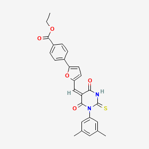 ethyl 4-(5-{[1-(3,5-dimethylphenyl)-4,6-dioxo-2-thioxotetrahydro-5(2H)-pyrimidinylidene]methyl}-2-furyl)benzoate