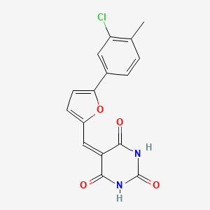 molecular formula C16H11ClN2O4 B5230516 5-{[5-(3-chloro-4-methylphenyl)-2-furyl]methylene}-2,4,6(1H,3H,5H)-pyrimidinetrione 
