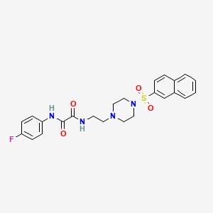 molecular formula C24H25FN4O4S B5230594 N-(4-fluorophenyl)-N'-{2-[4-(2-naphthylsulfonyl)-1-piperazinyl]ethyl}ethanediamide 