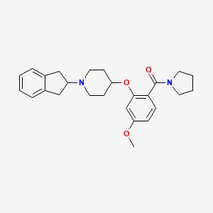 molecular formula C26H32N2O3 B5230690 1-(2,3-dihydro-1H-inden-2-yl)-4-[5-methoxy-2-(1-pyrrolidinylcarbonyl)phenoxy]piperidine 