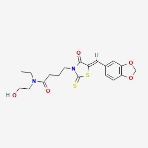 4-[5-(1,3-benzodioxol-5-ylmethylene)-4-oxo-2-thioxo-1,3-thiazolidin-3-yl]-N-ethyl-N-(2-hydroxyethyl)butanamide