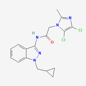 molecular formula C17H17Cl2N5O B5230803 N-[1-(cyclopropylmethyl)-1H-indazol-3-yl]-2-(4,5-dichloro-2-methyl-1H-imidazol-1-yl)acetamide 