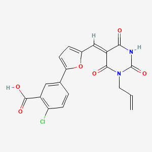 molecular formula C19H13ClN2O6 B5230827 5-{5-[(1-allyl-2,4,6-trioxotetrahydro-5(2H)-pyrimidinylidene)methyl]-2-furyl}-2-chlorobenzoic acid 