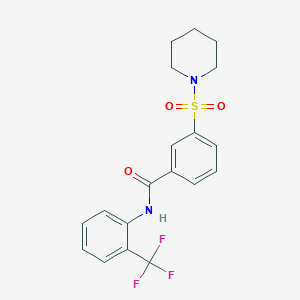 molecular formula C19H19F3N2O3S B5230829 3-(1-piperidinylsulfonyl)-N-[2-(trifluoromethyl)phenyl]benzamide 