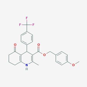 molecular formula C26H24F3NO4 B5230842 4-methoxybenzyl 2-methyl-5-oxo-4-[4-(trifluoromethyl)phenyl]-1,4,5,6,7,8-hexahydro-3-quinolinecarboxylate 
