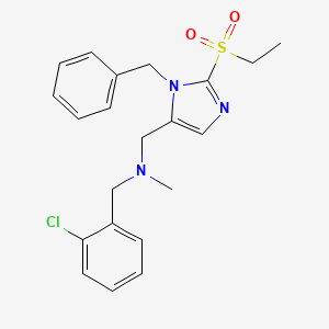 molecular formula C21H24ClN3O2S B5230846 1-[1-benzyl-2-(ethylsulfonyl)-1H-imidazol-5-yl]-N-(2-chlorobenzyl)-N-methylmethanamine 