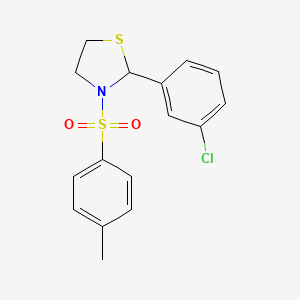 molecular formula C16H16ClNO2S2 B5230932 2-(3-chlorophenyl)-3-[(4-methylphenyl)sulfonyl]-1,3-thiazolidine 
