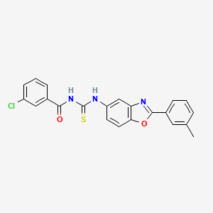 molecular formula C22H16ClN3O2S B5230987 3-chloro-N-({[2-(3-methylphenyl)-1,3-benzoxazol-5-yl]amino}carbonothioyl)benzamide 