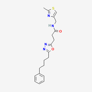 molecular formula C20H24N4O2S B5230991 N-[(2-methyl-1,3-thiazol-4-yl)methyl]-3-[5-(4-phenylbutyl)-1,3,4-oxadiazol-2-yl]propanamide 