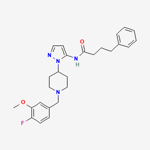 molecular formula C26H31FN4O2 B5231144 N-{1-[1-(4-fluoro-3-methoxybenzyl)-4-piperidinyl]-1H-pyrazol-5-yl}-4-phenylbutanamide CAS No. 1135253-11-0