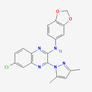 N-1,3-benzodioxol-5-yl-6-chloro-3-(3,5-dimethyl-1H-pyrazol-1-yl)-2-quinoxalinamine